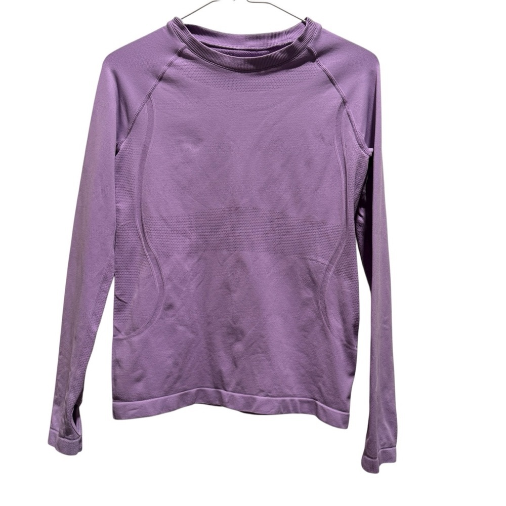 Woman’s Athletic Top Shirt Long Sleeve Thumb Hole Purple Breathable Stretchy